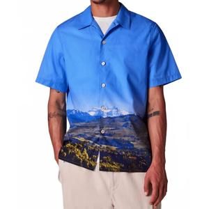 NEW PAUL SMITH swiss alps print short-sleeve shirt in blue